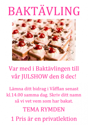 Baktävling, privatlektion, julshow, KRF