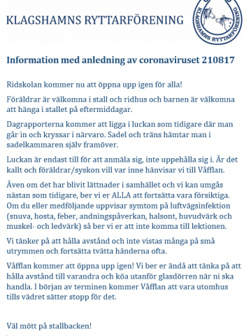 Coronauppdatering 